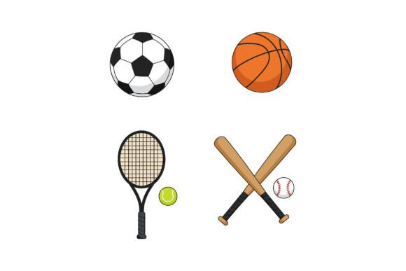 A Clean Flat Graphic Set for Sports-themed Craft Products