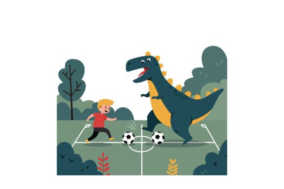 Brand Review: Graphics of a Child Playing Soccer with a Friendly Din