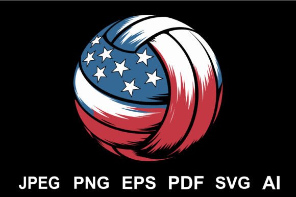 Volleyball and Distressed Flag Graphics for Crafts & Projects